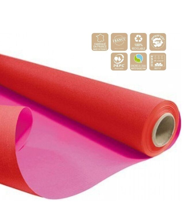 Two-Sided Paper on Roll "Duo" | Colour: Red Pink | Width 80 centimetres | Length 40 metres | 60 grams/m2 | Per roll