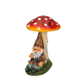 4A Zwerg Dekoration mit Pilz | Farbe: Rot | Durchmesser 8 - 10 Zentimeter | Höhe 12 Zentimeter | Pro Zwerg