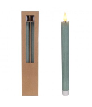 4A Bleistiftkerze LED | Farbe: Teal | Durchmesser 2,1 Zentimeter | Höhe 25 Zentimeter | Ohne Batterien | Pro 2 Kerzen