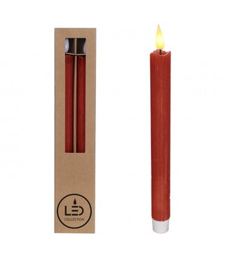 4A Bougie Crayon LED | Couleur : Rouge | Diamètre 2,1 centimètres | Hauteur 25 centimètres | Piles non incluses | Par 2 bougies