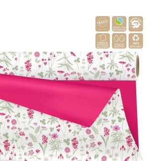 4A Double-Sided Matte Film on Roll “Flowers” | Colour: Fuchsia | Width 80 centimetres | Length 25 metres | Per roll