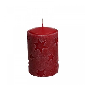 4A Kerze Stumpen „Safe Candle“ Stern | Farbe: Rot | Durchmesser 6,5 Zentimeter | Höhe 10 Zentimeter | Pro 4 Kerzen
