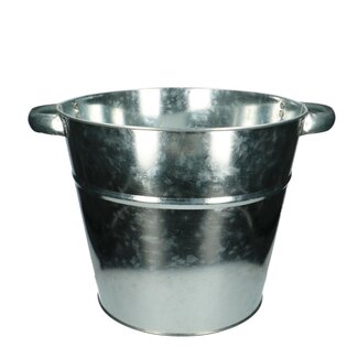 4A Zinken Vaas Bloempot Plantenpot | Kleur: Zilverkleurig | Diameter 26 centimeter | Hoogte 22.5 centimeter | Inhoud 5 liter | Per 2 vazen