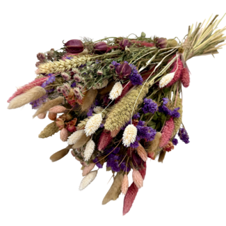 Dutch Dried Bouquet de fleurs séchées Secret Pink | Longueur ± 60 centimètres | Avec des fleurs séchées naturelles, roses et violettes