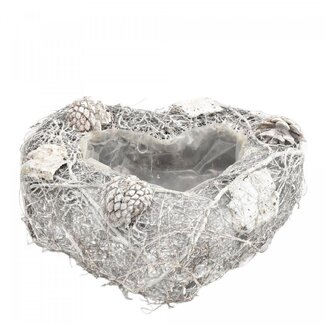 4A Pot de fleurs Pot de plantes Branche en forme de cœur | Couleur : Gris | Diamètre 25 centimètres | Hauteur 10 centimètres | Par 2 pots de fleurs