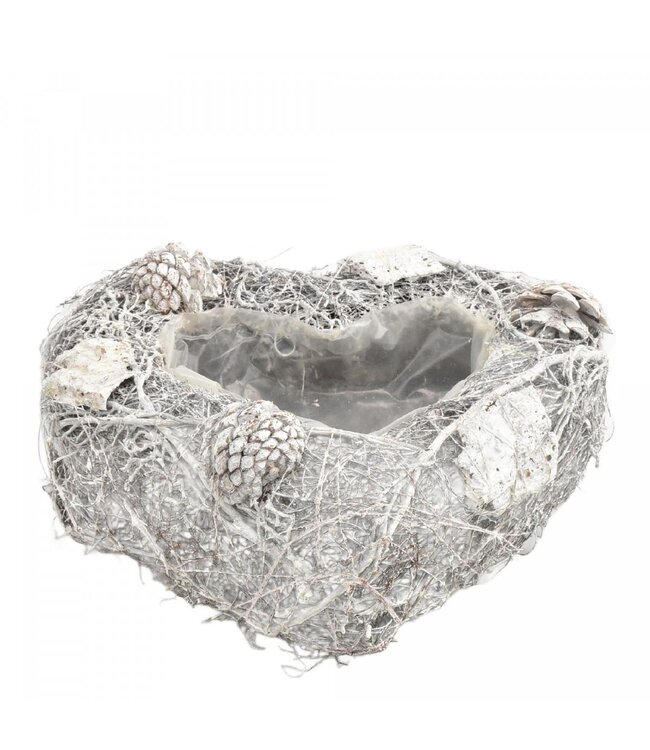 Pot de fleurs Pot de plantes Branche Forme de cœur | Couleur : Gris | Diamètre 25 centimètres | Hauteur 10 centimètres | Par 2 pots de fleurs