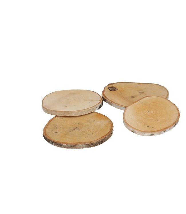 Dried Decoration Birch Wood Disc | Colour: Brown | Diameter 9 - 10 centimetres | Per 10 discs
