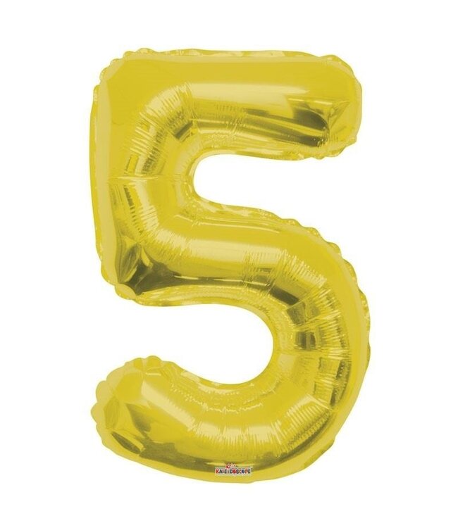 Fête ! Ballon Chiffre 5 | Couleur : Doré | Hauteur 85 centimètres | Par ballon