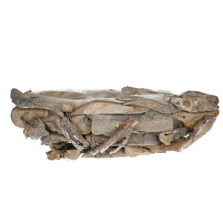 4A Cache-pot en bois flotté | Couleur : Blanc Naturel | Longueur 42 centimètres | Largeur 22 centimètres | Hauteur 14 centimètres | Par cache-pot