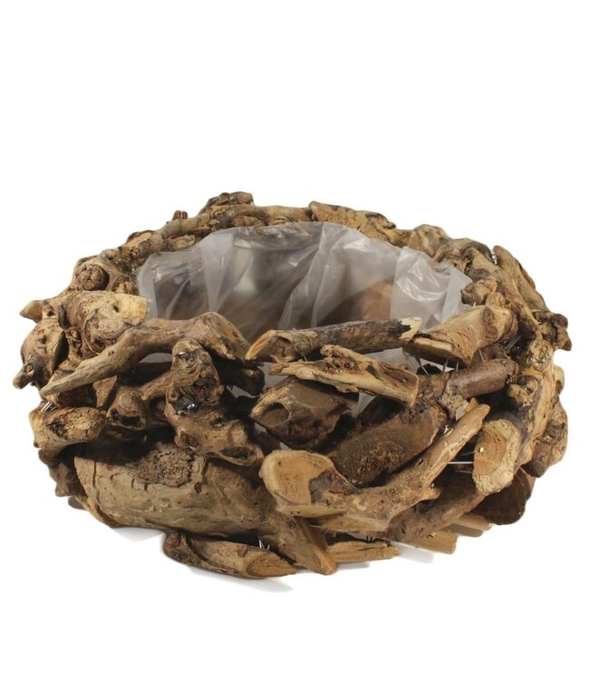 Treibholz Blumentopf Pflanzkübel | Farbe: Braun | Durchmesser 31 Zentimeter | Höhe 14 Zentimeter | Pro Blumentopf