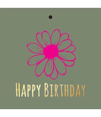 4A Etikett Karte mit englischem Text „Happy Birthday“ | Farbe: Grün | Breite 7 Zentimeter | Höhe 7 Zentimeter | Pro 20 Etiketten