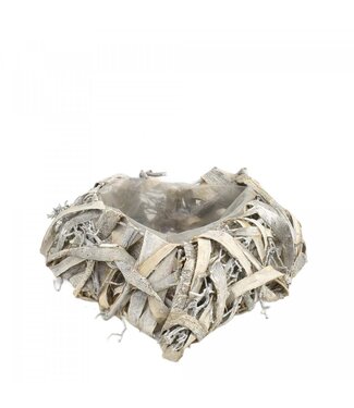 4A Flower Pot Plant Pot Willow Heart Shape | Colour: Grey | Length 22 centimetres | Width 20 centimetres | Height 5 centimetres | Per 2 flower pots