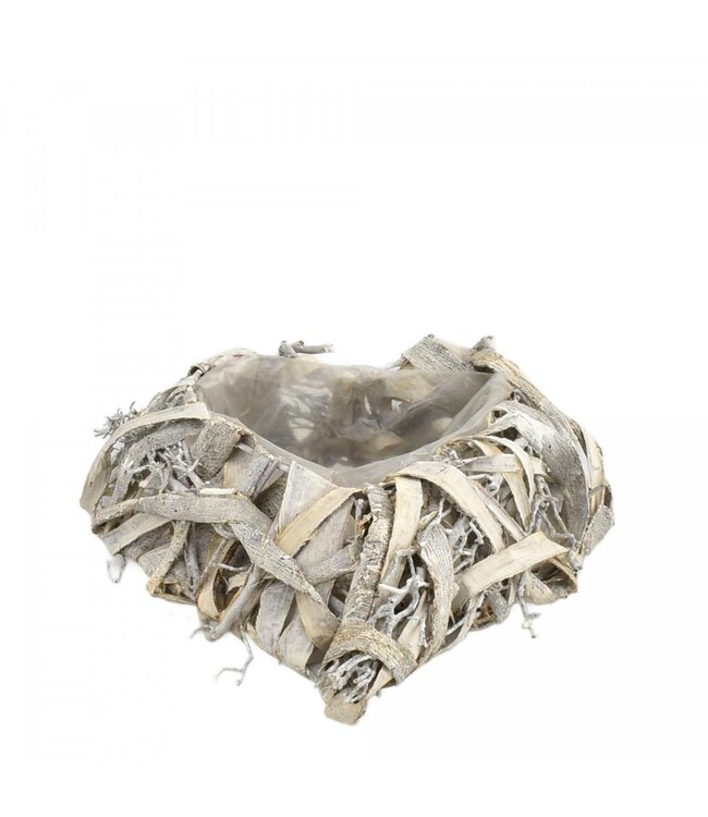 Flowerpot Plant Pot Willow Heart Shape | Colour: Grey | Length 22 centimetres | Width 20 centimetres | Height 5 centimetres | Per 2 flowerpots