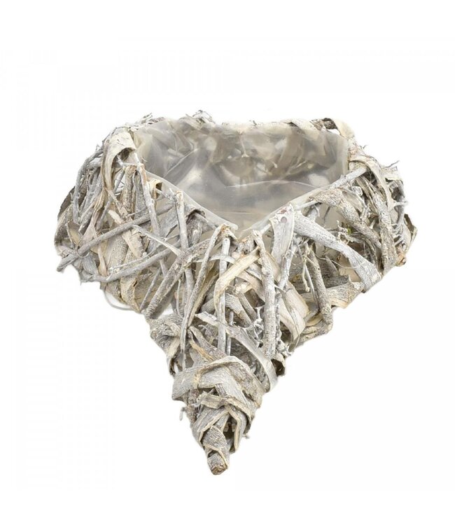 Flowerpot Plant Pot Willow Heart Shape | Colour: Grey | Length 33 centimetres | Width 25 centimetres | Height 8 centimetres | Per 2 flowerpots