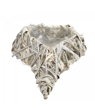 4A Flowerpot Plant Pot Willow Heart Shape | Colour: Grey | Length 33 centimetres | Width 25 centimetres | Height 8 centimetres | Per 2 flowerpots