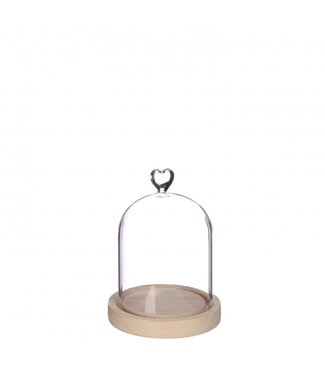 4A Glass Dome with Heart on Wooden Base | Colour: Transparent | Diameter 12 centimetres | Height 16 centimetres | Per dome