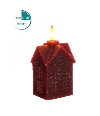 4A LED Candle House of Wax | Colour: Red | Length 6 centimetres | Width 5 centimetres | Height 12 centimetres | Per 6 candles