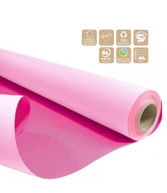 Zweiseitiges Papier auf Rolle „Duo“ | Farbe: Rosa | Breite 80 Zentimeter | Länge 40 Meter | Pro Rolle