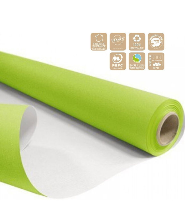 Papier en rouleau | Couleur : Vert clair | Largeur 80 centimètres | Longueur 40 mètres | 60 grammes/m2 | Par rouleau