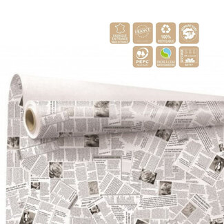 4A Papier auf Rolle Zeitungsmotiv „News“ | Farbe: Schwarz Weiß | Breite 80 Zentimeter | Länge 40 Meter | Pro Rolle