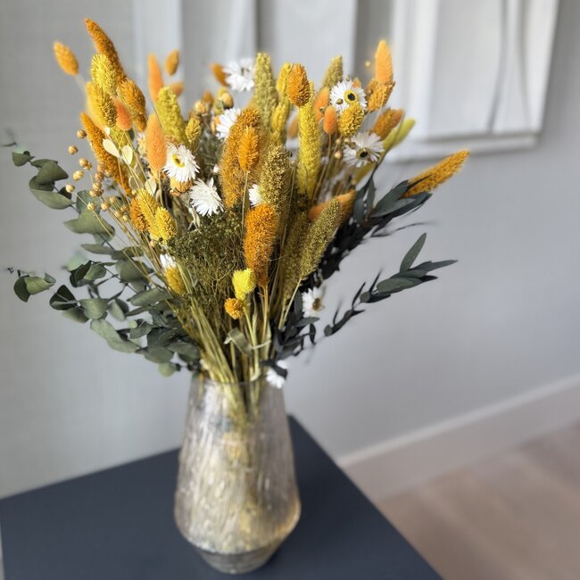 Boeket droogbloemen "Touch of Citrus" | Lengte ± 65 centimeter | Handgebonden boeket