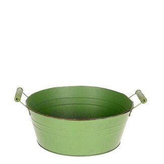 4A Bac à plantes en zinc "Evan" | Couleur : Vert | Diamètre 24,5 centimètres | Hauteur 8,5 centimètres | Par 10 pots de fleurs