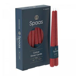 4A Kaars Gotisch Rustiek | Kleur: Rood | Diameter 2.2 centimeter | Lengte 25 centimeter | Per 16 kaarsen