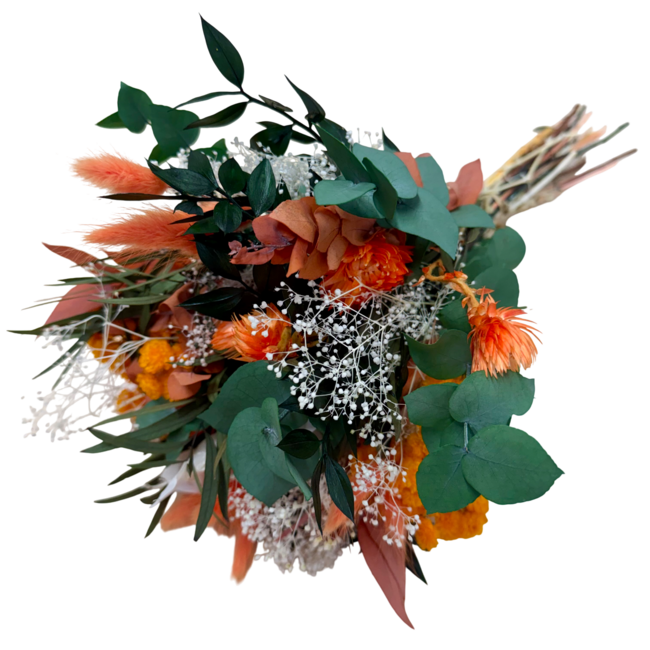 Boeket droogbloemen "Prima Vera" | Lengte ± 35 centimeter | Met oranje droogbloemen