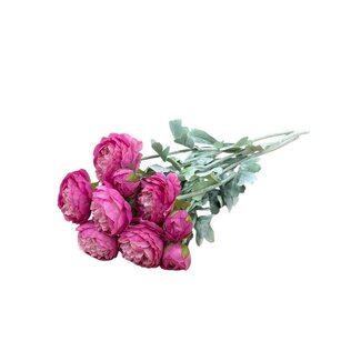 Dutch Dried Cyclamen rose Renoncules | Renoncules ou Boutons d'or fleurs artificielles | Longueur ± 50 centimètres | Avec 3 fleurs par tige