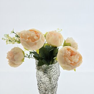 MyFlowers Boeket crèmekleurige Pioenrozen | Paeonia kunstbloemen | Lengte ± 45 centimeter | Met 5 bloemkoppen