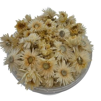 Dutch Dried Koppen Witte Helichrysum - Strobloemen | In hersluitbare emmer | Gewicht ± 100 gram