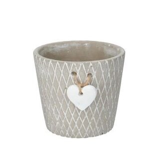 4A Ceramic Flowerpot Heart Decoration | Colour: Grey | Diameter 12 centimetres | Height 11 centimetres | Per 8 hearts