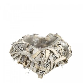 4A Wilg Plantenbak Hart | Kleur: Grijs | Lengte 22 centimeter | Breedte 20 centimeter | Hoogte 5 centimeter | Per 2 plantenbakken