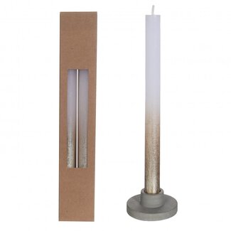 4A Candle with Gold Colour Spray | Colour: Natural White | Diameter 2.1 centimetres | Length 25 centimetres | Per 2 candles