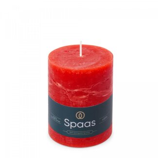 4A Candle Pillar Rustic | Colour: Red | Diameter 8 centimetres | Height 11 centimetres | Per 6 candles