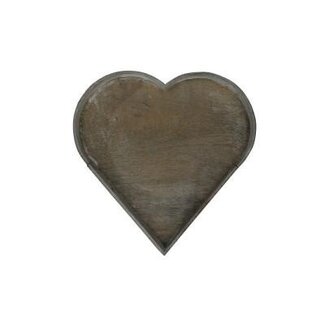 4A Wooden Heart-Shaped Tray | Colour: Grey | Diameter 30 centimetres | Height 3 centimetres | Per 4 trays