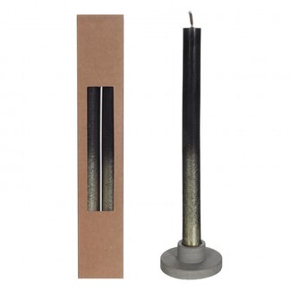 4A Kaars met Goudkleur Spray | Kleur: Zwart | Diameter 2.1 centimeter | Lengte 25 centimeter | Per 2 kaarsen