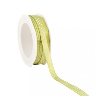 4A Satin Ribbon with Dots “Dots” | Colour: Apple Green | Width 10 millimetres | Length 25 metres | Per roll