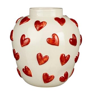 4A Vase XL with Hearts | Colour: Natural White | Diameter 30 centimetres | Height 32 centimetres | Per vase