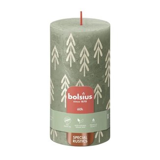 4A Candle Rustic Silhouette Pillar | Colour: Green | Diameter 7 centimetres | Height 13 centimetres | Per 4 candles