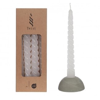 4A Bougie Torsadée “Twist” | Couleur : Blanc Naturel | Diamètre 2,2 centimètres | Longueur 19 centimètres | Par 4 bougies