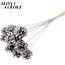 Pomme de pin sur tige | Couleur : Argenté | Diamètre de la pomme de pin 5 - 7 centimètres | Longueur ± 50 centimètres | Par 10 piques