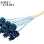 Pine cone on stick | Colour: Metallic Blue with Glitter | Pine cone diameter 5 - 7 centimetres | Length ± 50 centimetres | Per 10 picks
