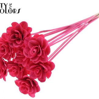QC Beetal Rose on stick | Colour: Cherry-coloured | Rose diameter 6 centimetres | Stick length ± 50 centimetres | Per 10 sticks