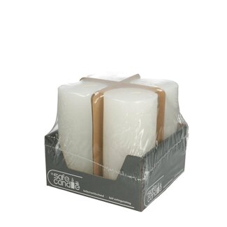 4A Bougie Pilier Rustique “Safe Candle” | Couleur : Blanc Naturel | Diamètre 7 centimètres | Hauteur 14 centimètres | Par 4 bougies