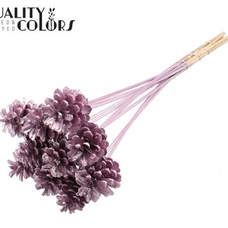 QC Tannenzapfen auf Stab | Farbe: Metallic Rosa | Durchmesser Tannenzapfen 5 - 7 Zentimeter | Länge ± 50 Zentimeter | Pro 10 Einstecker