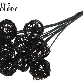 QC Rotan Bal op stok | Kleur: Zwart | Bruce Ball Bijsteker | Diameter 5 centimeter | Lengte ± 50 centimeter | Per 10 bijstekers