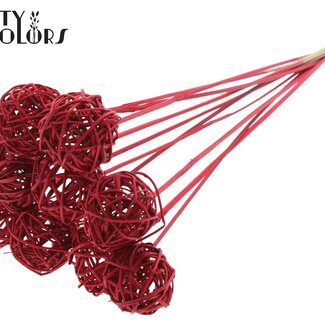 QC Rotan Bal op stok | Kleur: Rood | Bruce Ball Bijsteker | Diameter 5 centimeter | Lengte ± 50 centimeter | Per 10 bijstekers