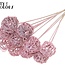 Rotan Bal op stok | Kleur: Frosted Lichtroze | Bruce Ball Bijsteker | Diameter 5 centimeter | Lengte ± 50 centimeter | Per 10 bijstekers