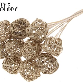 QC Rotan Bal op stok | Kleur: Naturelle Bruin | Bruce Ball Bijsteker | Diameter 5 centimeter | Lengte ± 50 centimeter | Per 10 bijstekers